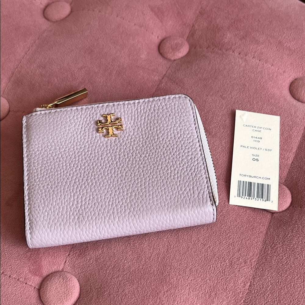 Tory Burch Carter Zip Coin Case in Pale Violet